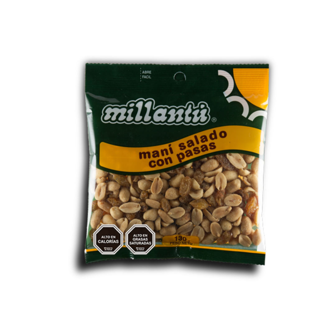 Maní Salado Con Pasas Millantu, 130g
