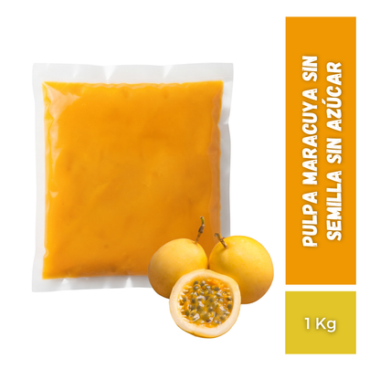 Maracuya Pulpa Sin Semilla Sin azucar Congelada, 1Kg