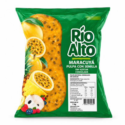 Maracuyá Pulpa Con Semilla Sin Azúcar Congelada, 1Kg