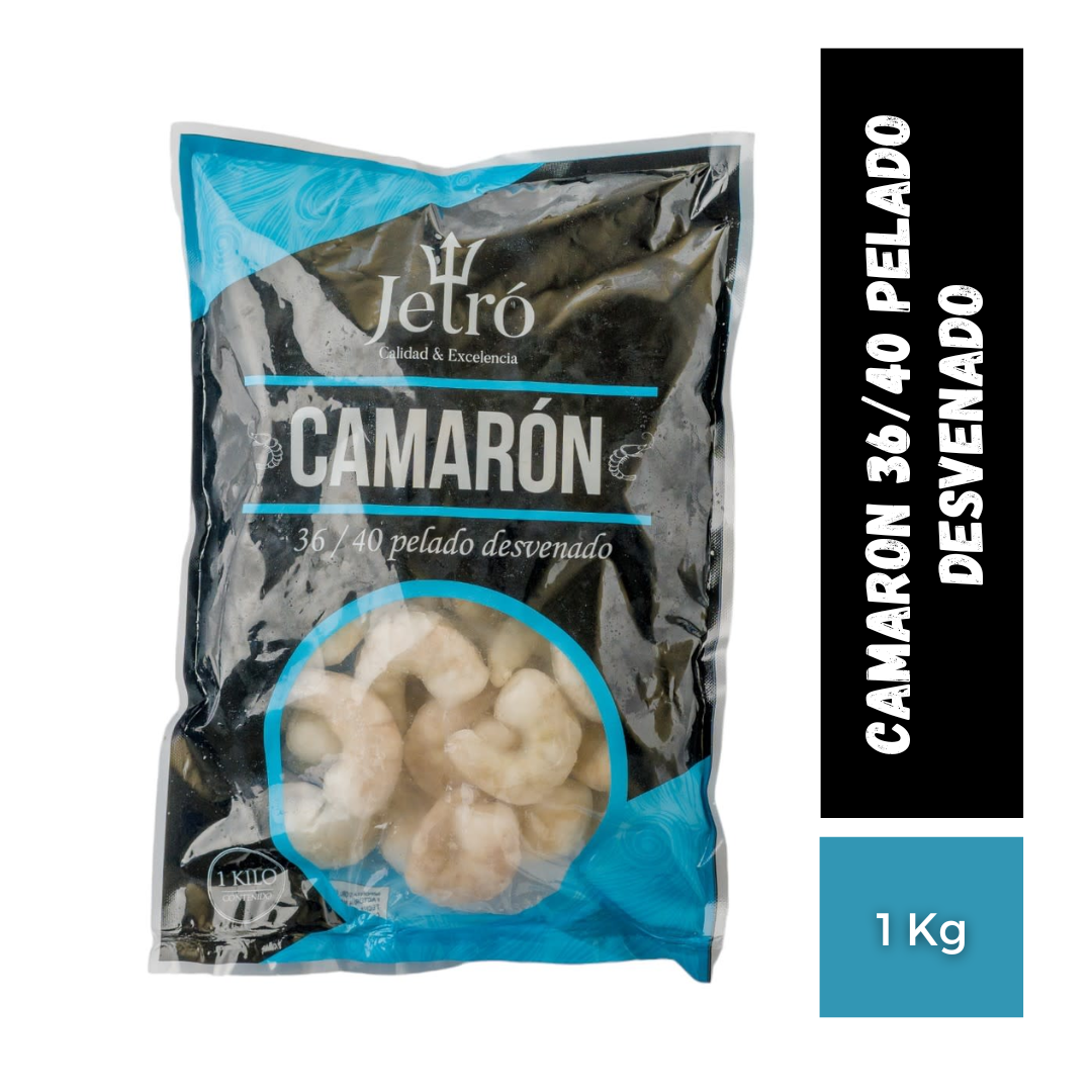 Camaron 36/40 Pelado Desvenado, 1Kg