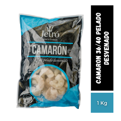 Camaron 36/40 Pelado Desvenado, 1Kg