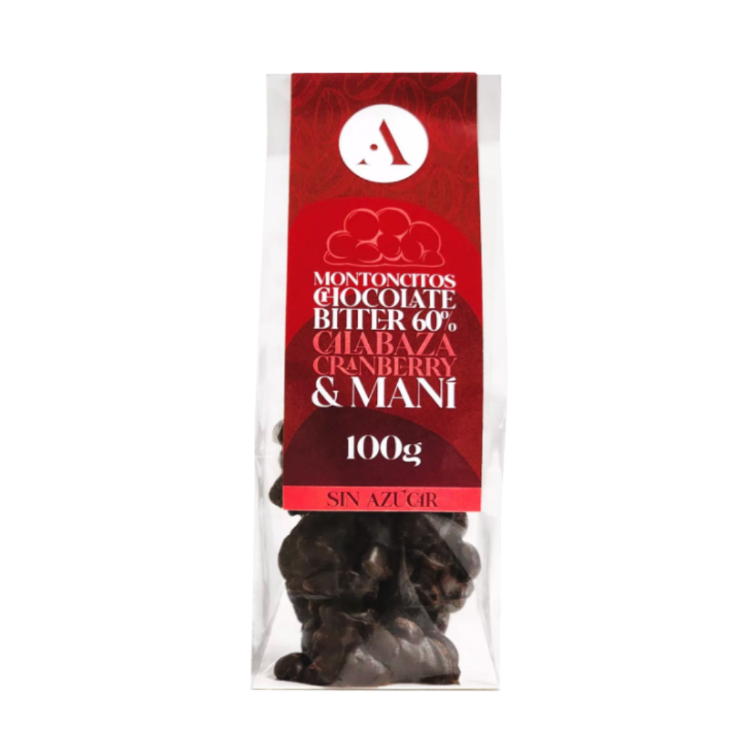 Montoncito De Chocolate Bitter 60%, Maní, Calabaza y Cranberry, 100g
