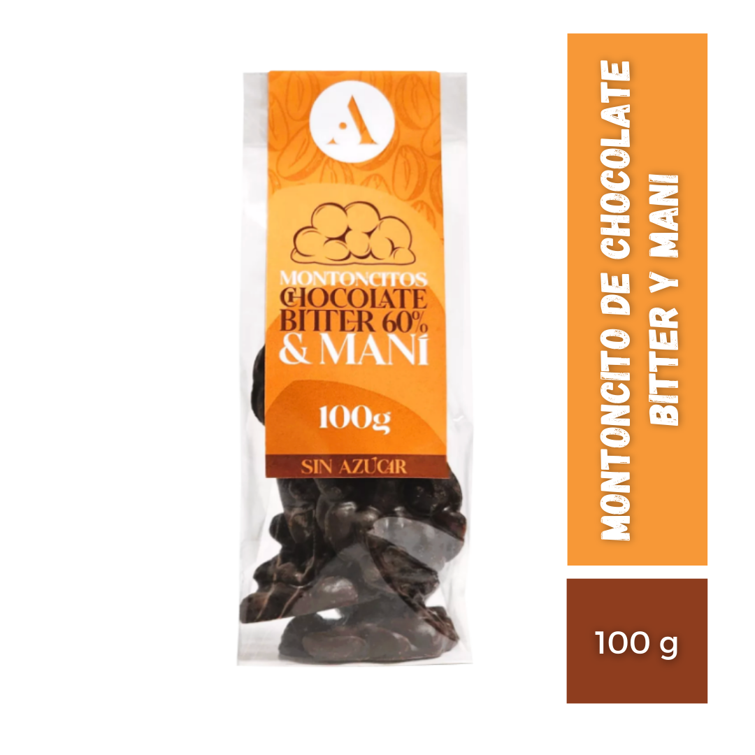 Montoncito De Chocolate Bitter 60% y Mani, 100g