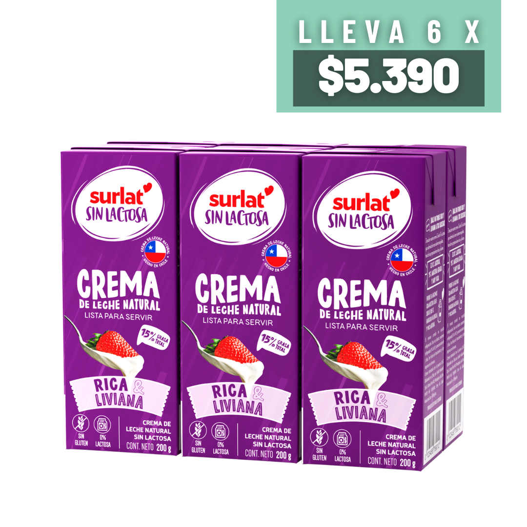 Crema Sin Lactosa Surlat Pack 6