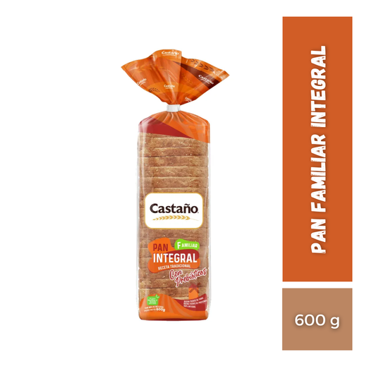 Pan Familiar Integral Castaño, 600g