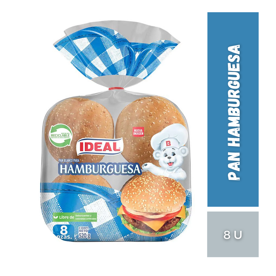 Pan de Hamburguesa Ideal, 520g