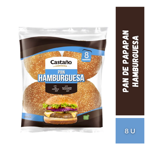Pan Hamburguesa Castaño, 8u