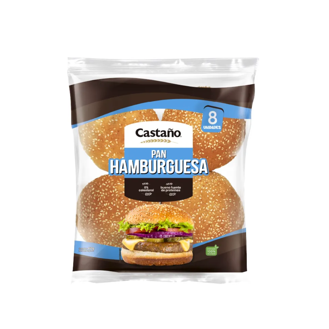 Pan Hamburguesa Castaño, 8u