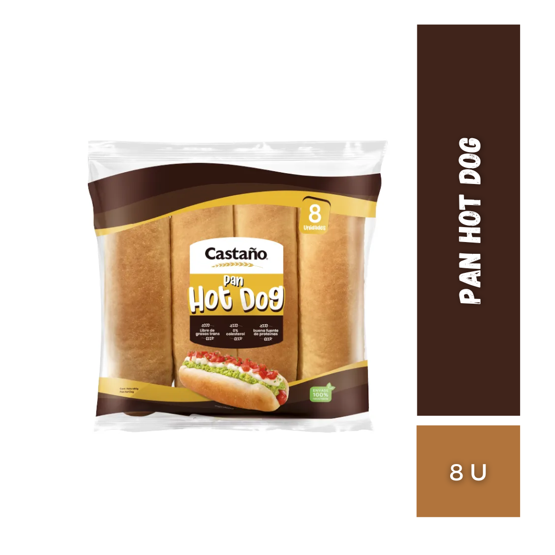Pan Hot Dog Castaño, 8u