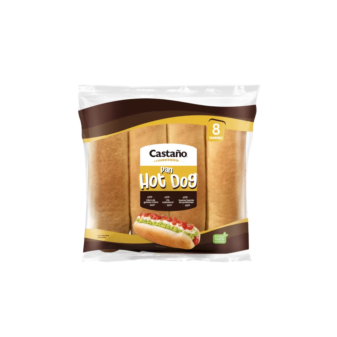 Pan Hot Dog Castaño, 8u