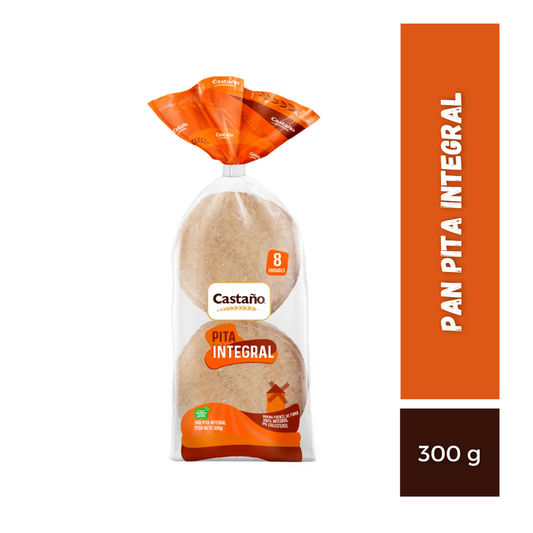 Pan Pita Integral Castaño, 300g