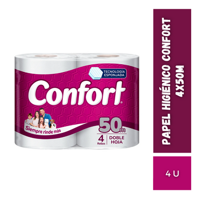 Papel Higienico Confort, 4x50m