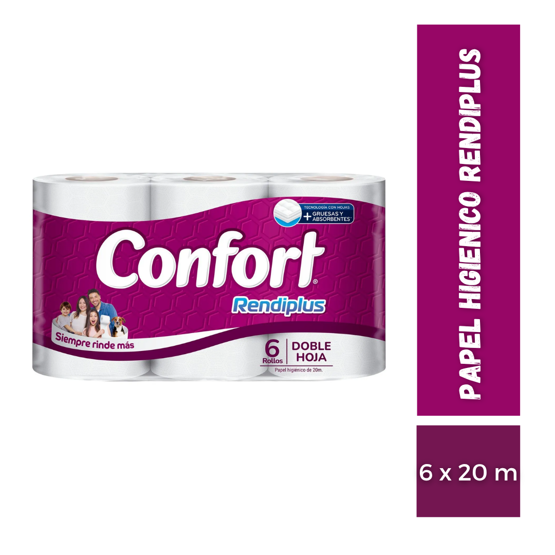 Papel Higiénico Rendiplus Confort, 6x20m
