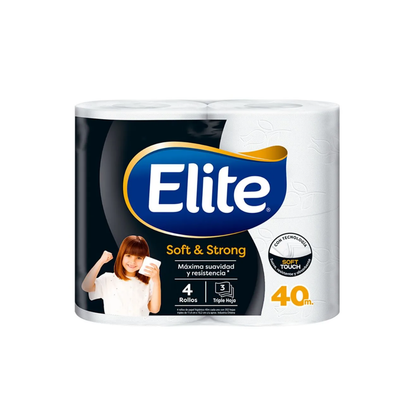 Papel Higiénico Suave y Resistente Elite, 4x40m