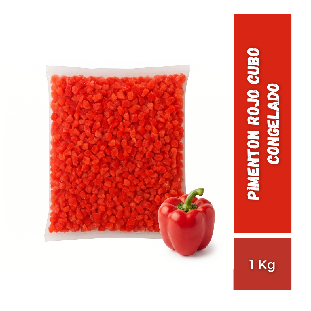 Pimenton Rojo Cubo Congelado, 1Kg
