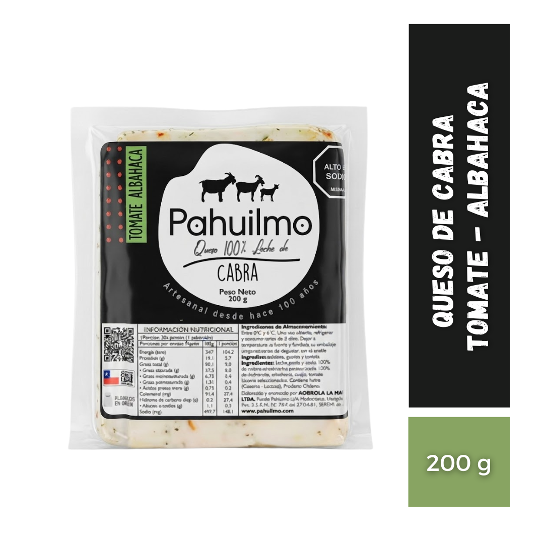 Queso De Cabra Tomate - Albahaca Pahuilmo, 200g