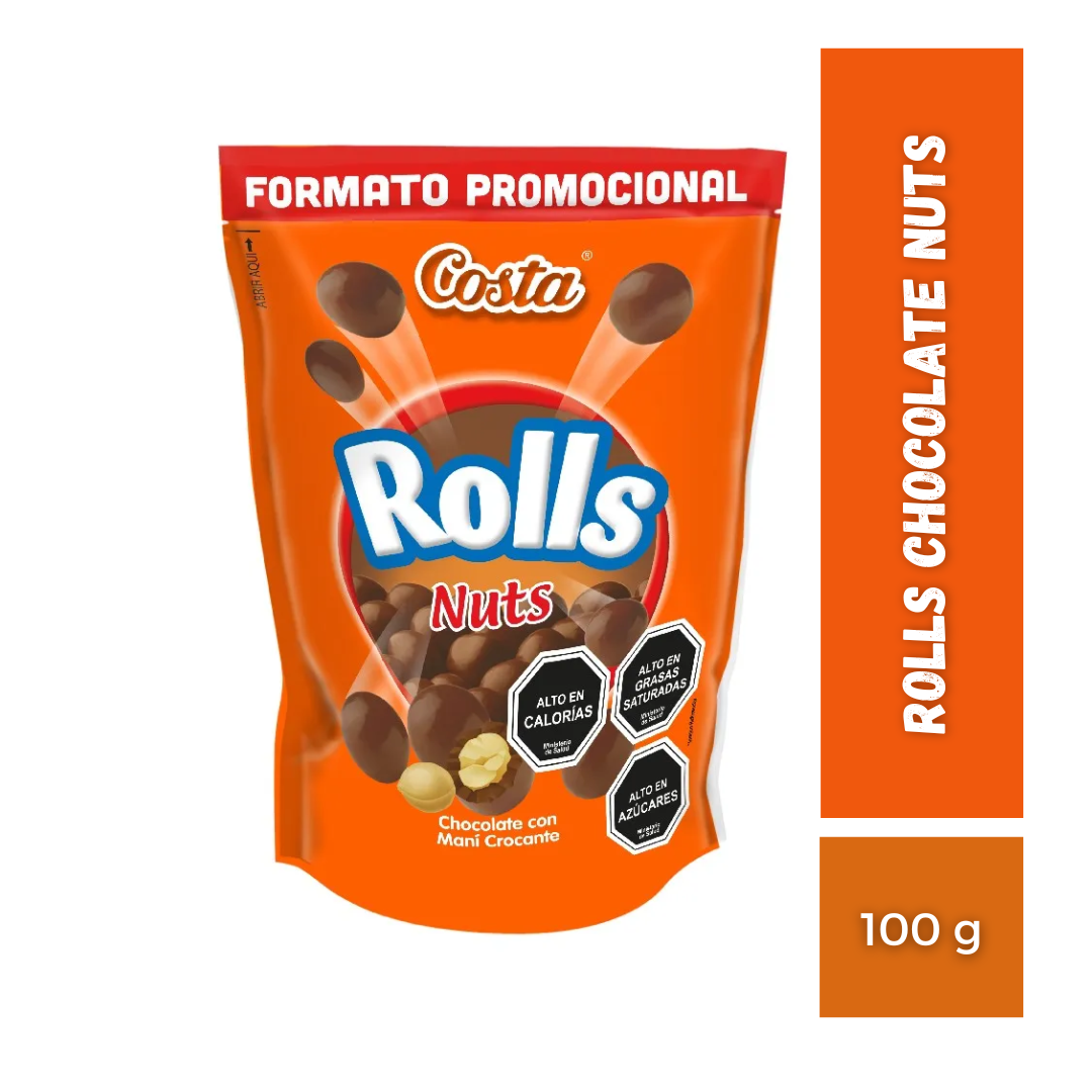 Rolls Chocolate Nuts Costa, 100g