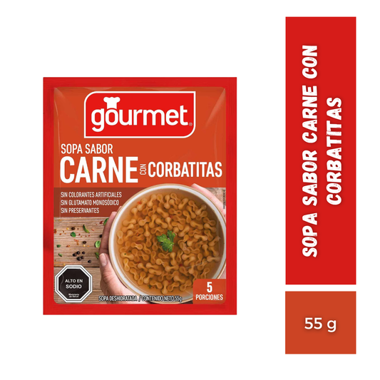 Sopa Sabor Carne Con Corbatitas Gourmet, 55g