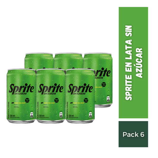 Sprite en Lata Sin Azucar pack 6u, 220ml