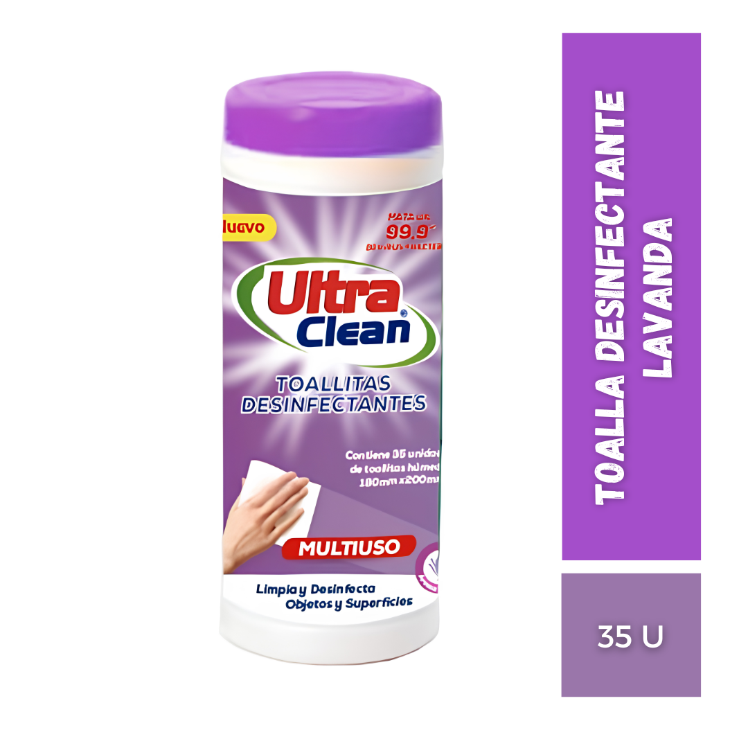 Toalla Desinfectante Lavanda Ultraclean, 35u