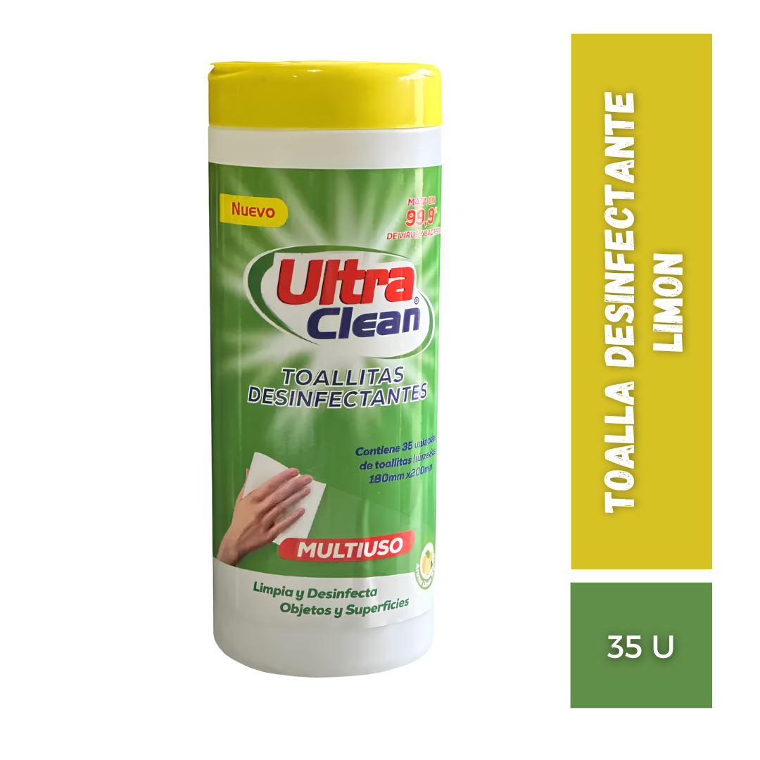 Toalla Desinfectante Limón Ultraclean, 35u