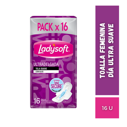 Toalla Higienica Ladysoft Día Tela Ultradelgada Suave, 16u