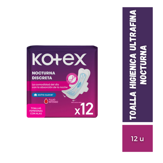 Toalla Higiénica Ultrafina Nocturna Kotex, 12u