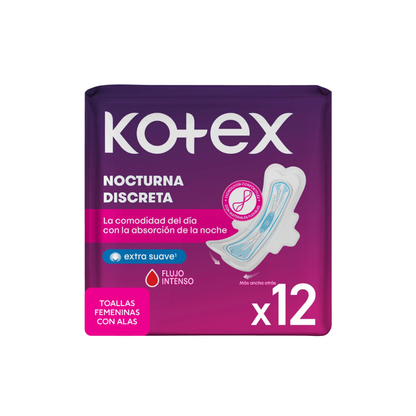 Toalla Higiénica Ultrafina Nocturna Kotex, 12u