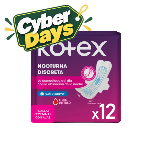 Toalla Higiénica Ultrafina Nocturna Kotex, 12u - Cyber Days