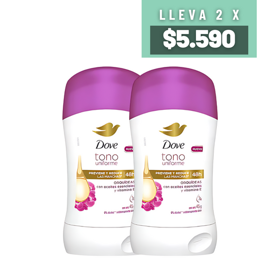 Desodorante Dove Tono Uniforme Morado, Pack 2