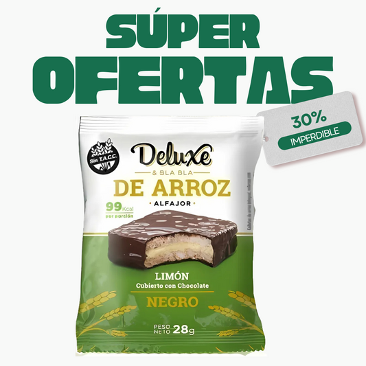 Alfajor Arroz Chocolate Negro Limón Deluxe, 28g