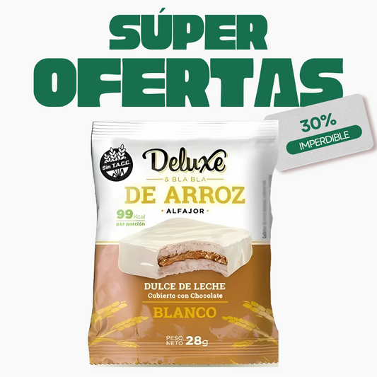 Alfajor Arroz Chocolate Blanco Dulce de Leche Deluxe, 28g