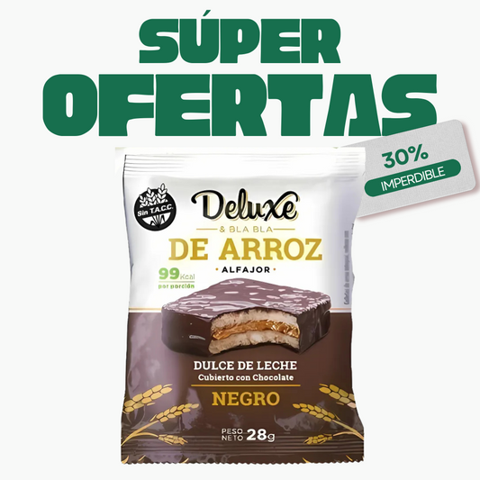 Alfajor Arroz Chocolate Negro Dulce de Leche Deluxe, 28g
