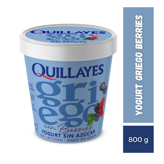 Yogurt Quillayes Griego Berries Sin Azúcar Sin Lactosa, 800g