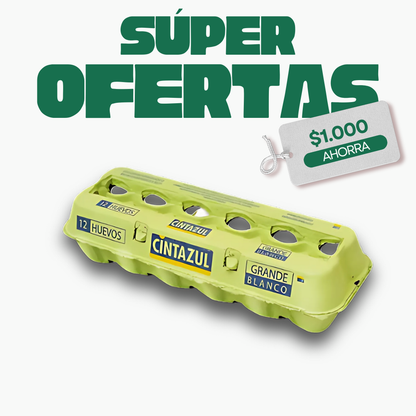 Huevo Cintazul Grande Blanco Docena