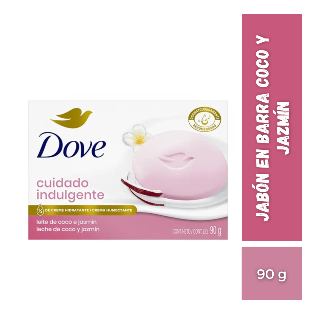 Jabon Dove Barra Coco y Jazmín Cuidado Indulgente, 90g