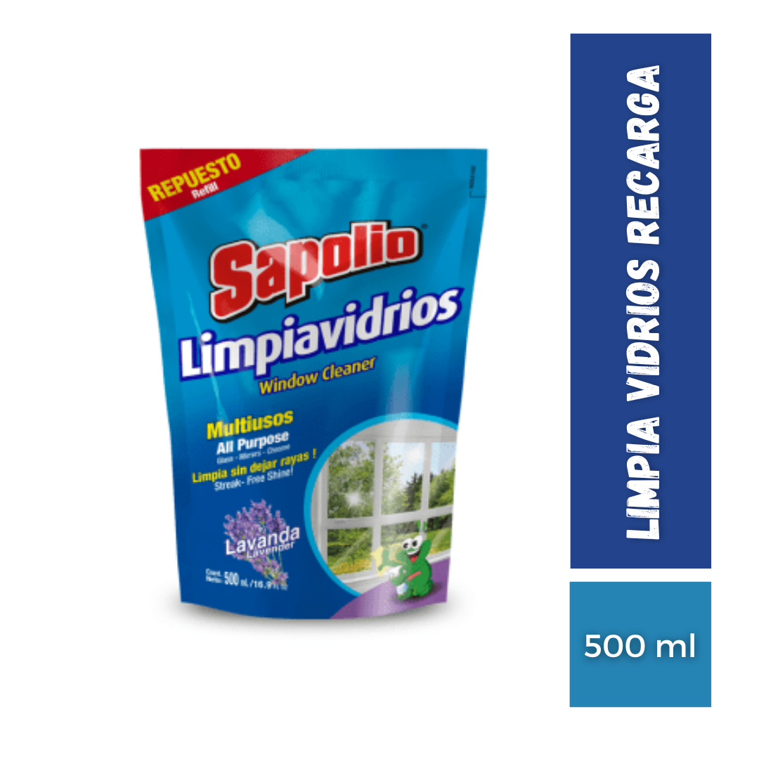 Limpia Vidrios Sapolio Recarga, 500ml