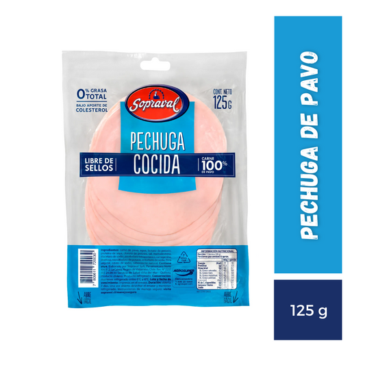 Pechuga de Pavo Cocida Sopraval, 125g