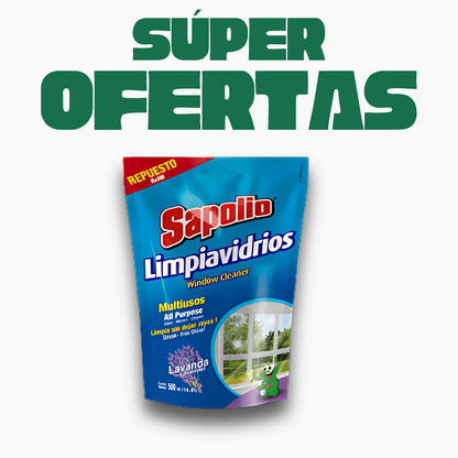 Limpia Vidrios Sapolio Recarga, 500ml