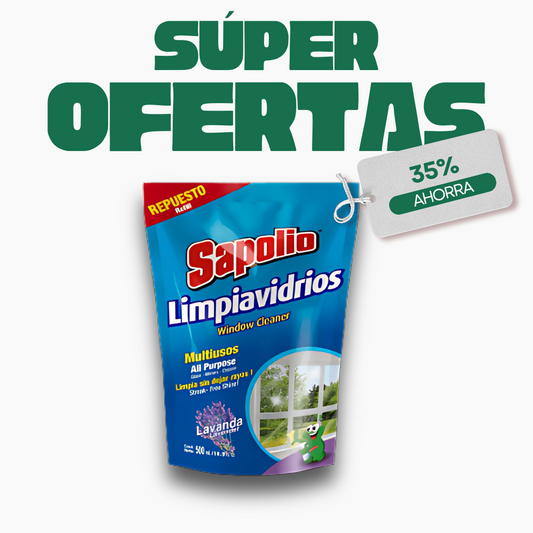 Limpia Vidrios Sapolio Recarga, 500ml