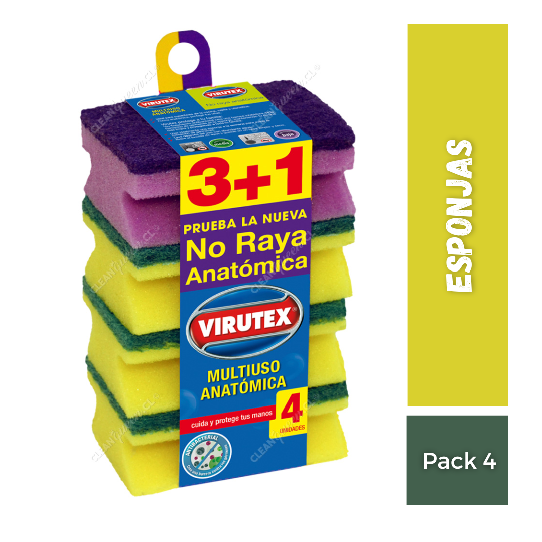 Esponjas Acanaladas Virutex, Pack 4