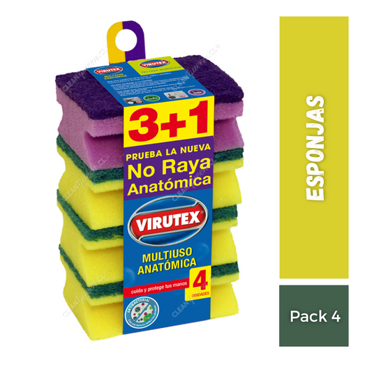 Esponjas Acanaladas Virutex, Pack 4