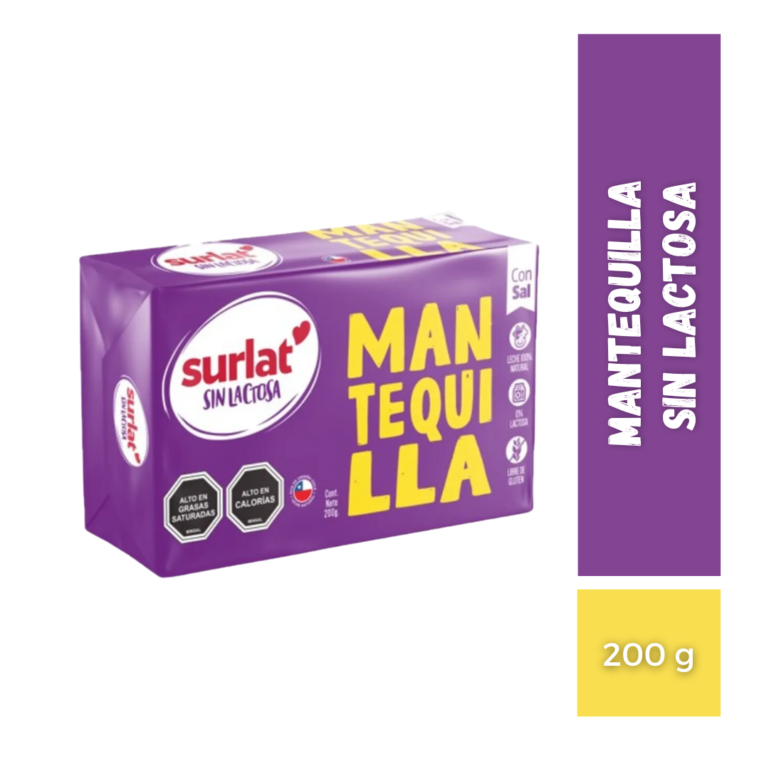 Mantequilla Sin Lactosa Con Sal Surlat, 200g