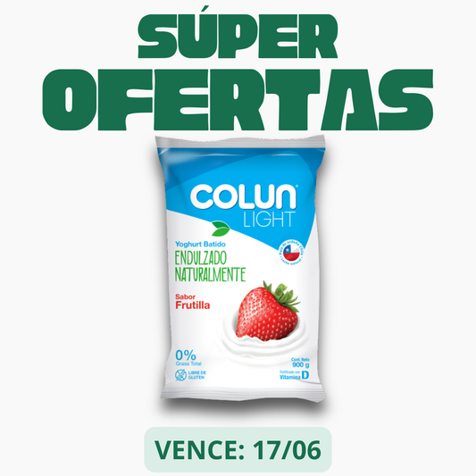 Yogurt Light Frutilla Colun, Bolsa 900g