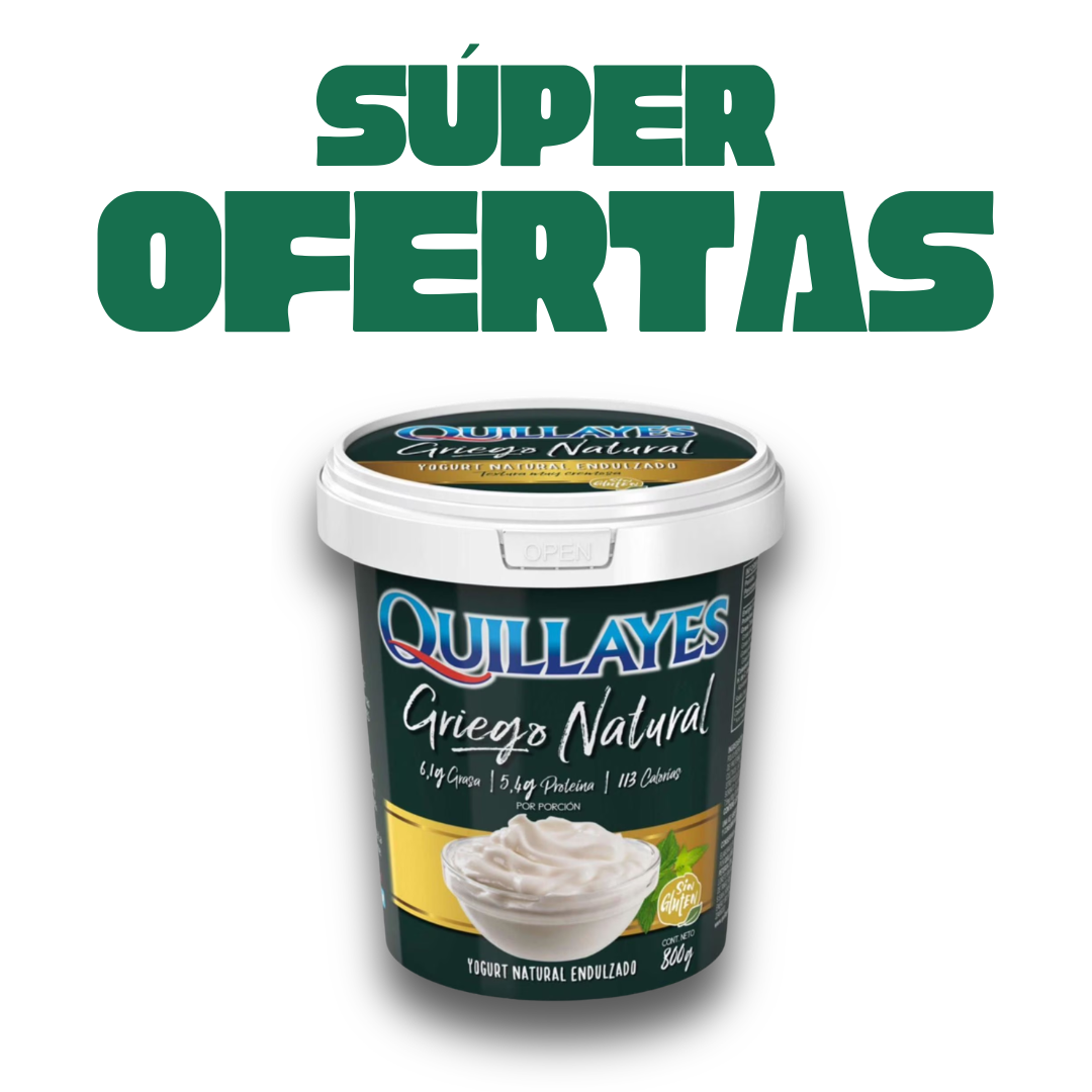 Yogurt Griego Natural Endulzado Quillayes, 800g